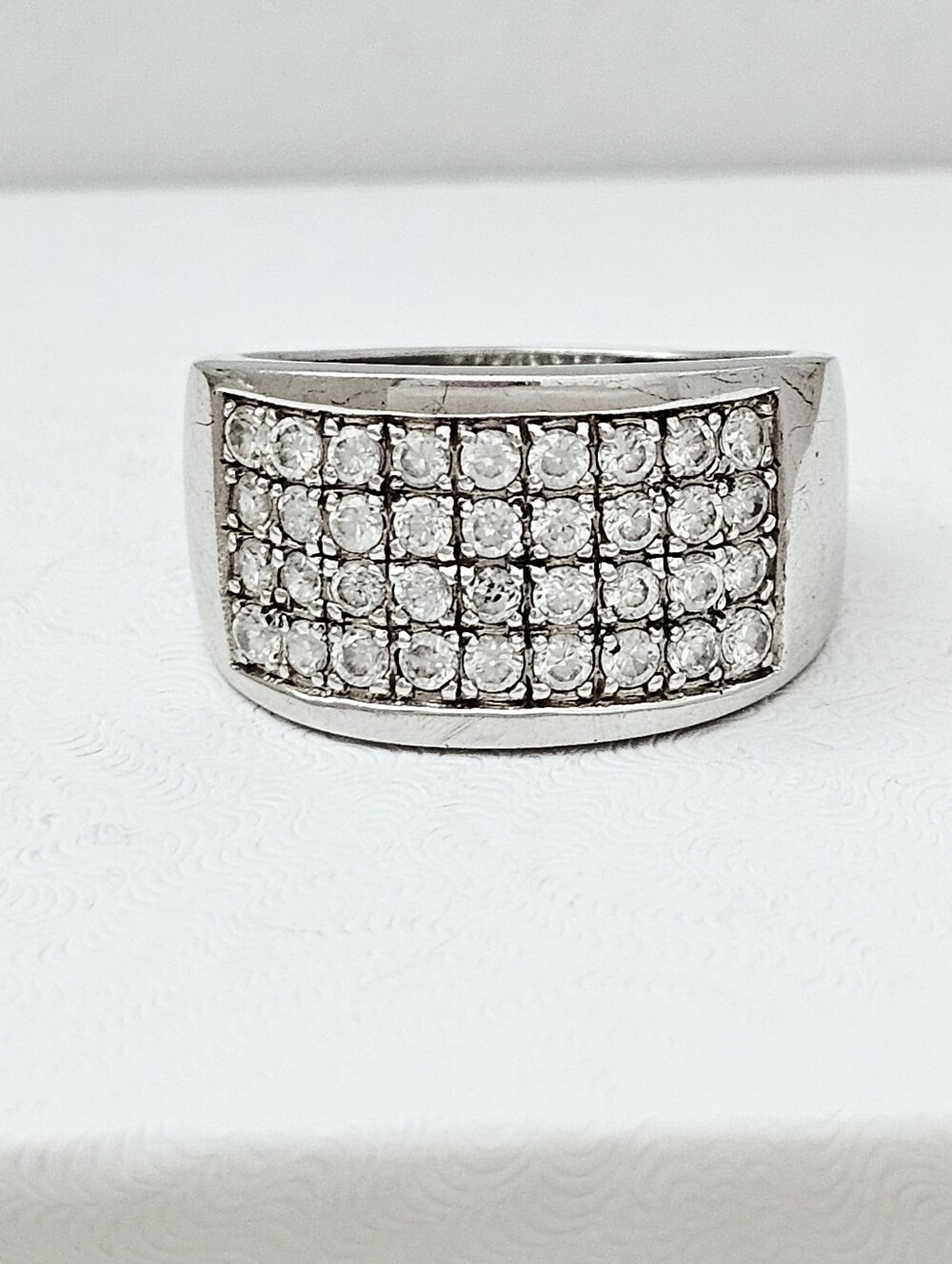 Silpada Rare Sterling Silver Quad Row Channel Set Cubic Zirconia Ring Size 11.25
